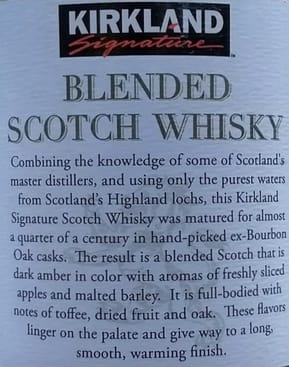 Kirkland 24 back label