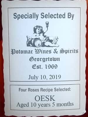 Four Roses potomac wine and spirits private select label
