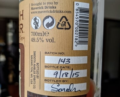 smooth ambler old sbout7 year bourbon side label compressed
