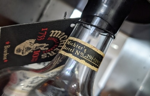 michter's 10 year single barrel bourbon neck label