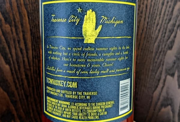 traverse city bourbon back label