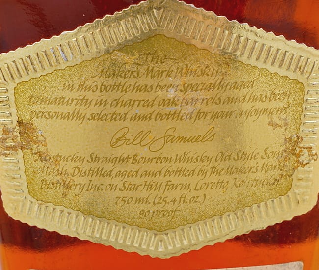 1986 Maker's Mark Gold review front label