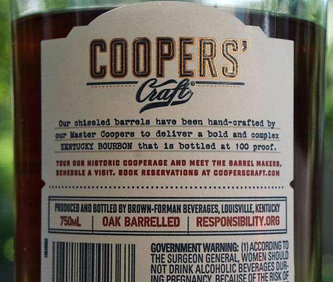 coopers craft barrel reserve 100 proof back