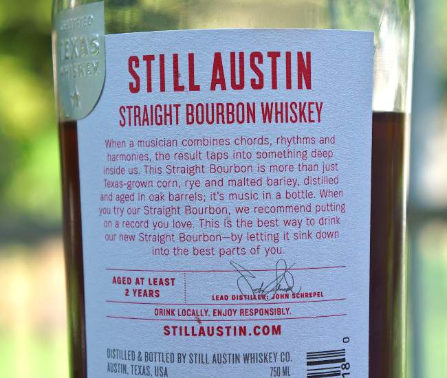 still austin bourbon back label