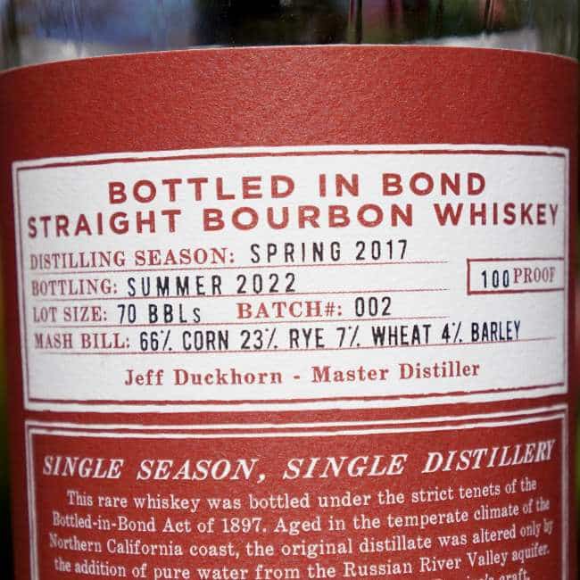 redwood empire bottled in bond bourbon back 1