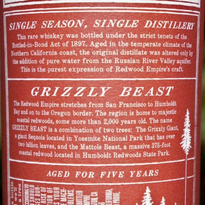 redwood empire bottled in bond bourbon back 2
