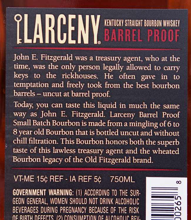 larceny barrel proof A122 back