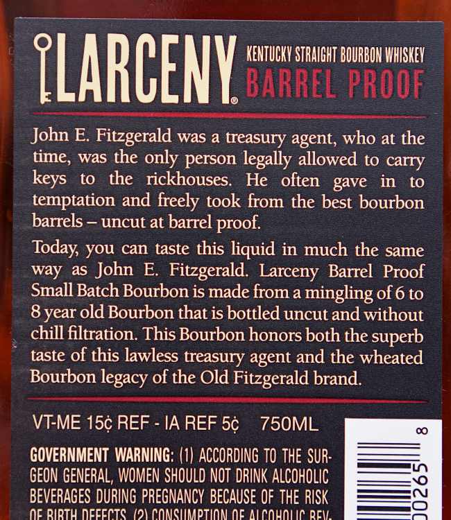 larceny barrel proof A122 back