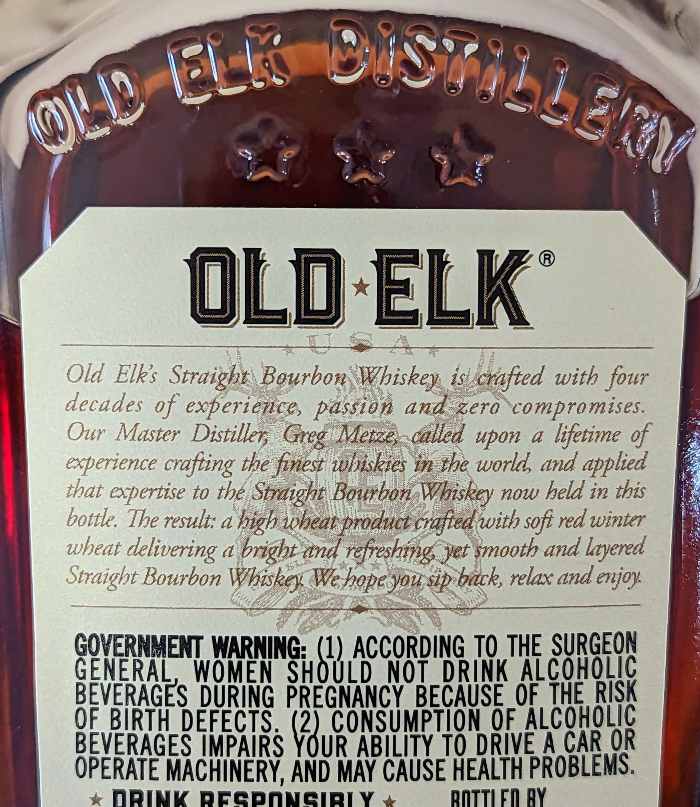 old elk single barrel wheated bourbon back