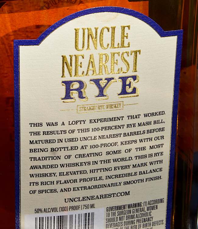 uncle nearest straight rye review back