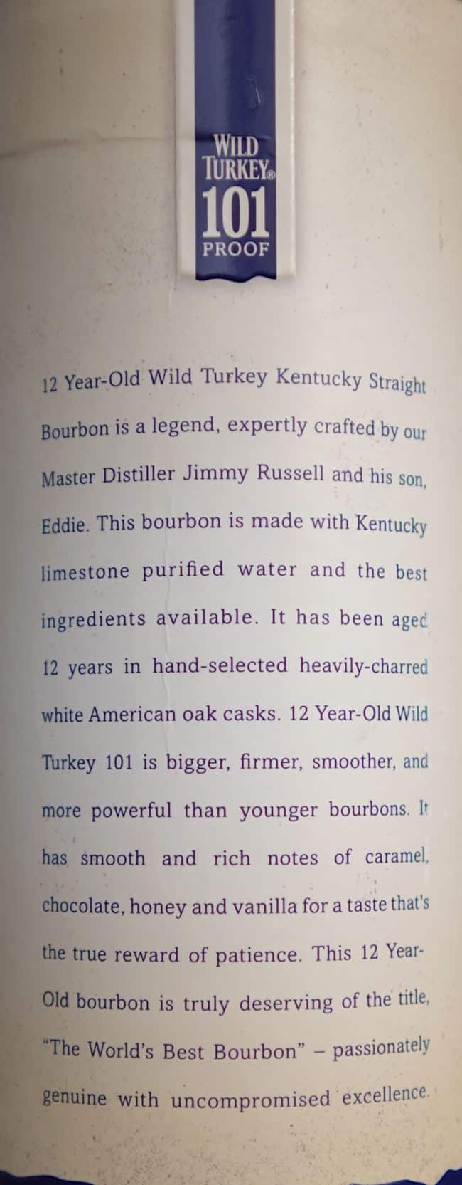 Wild Turkey 12 Year 2012 tube back