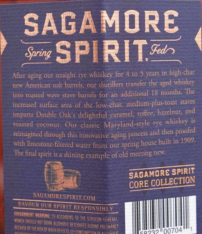 Sagamore Spirit Double Oak back