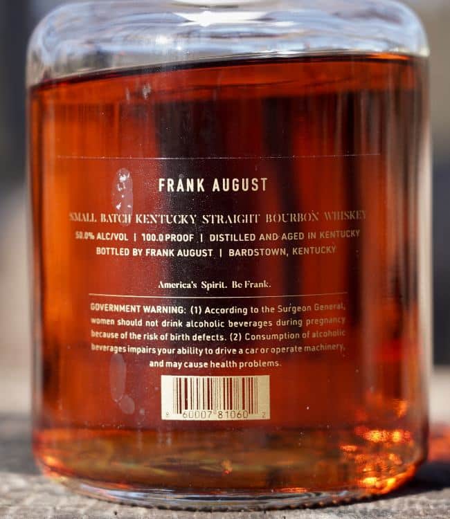 Frank August Bourbon back