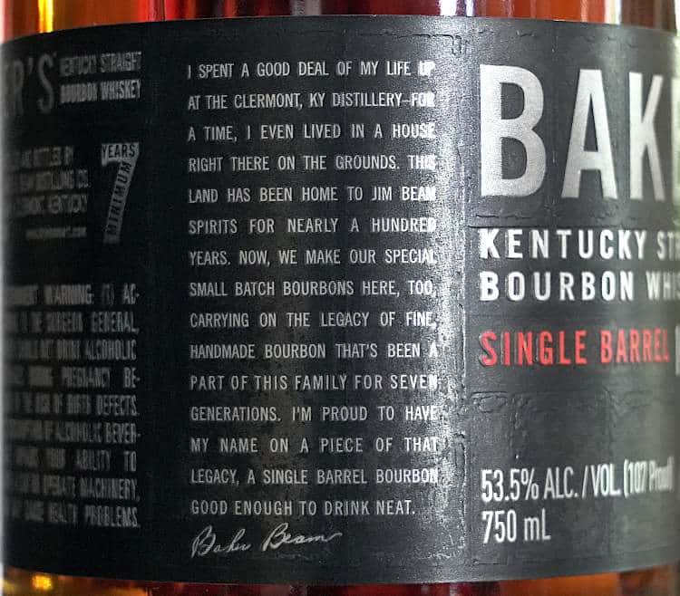 Baker's Bourbon Single Barrel back