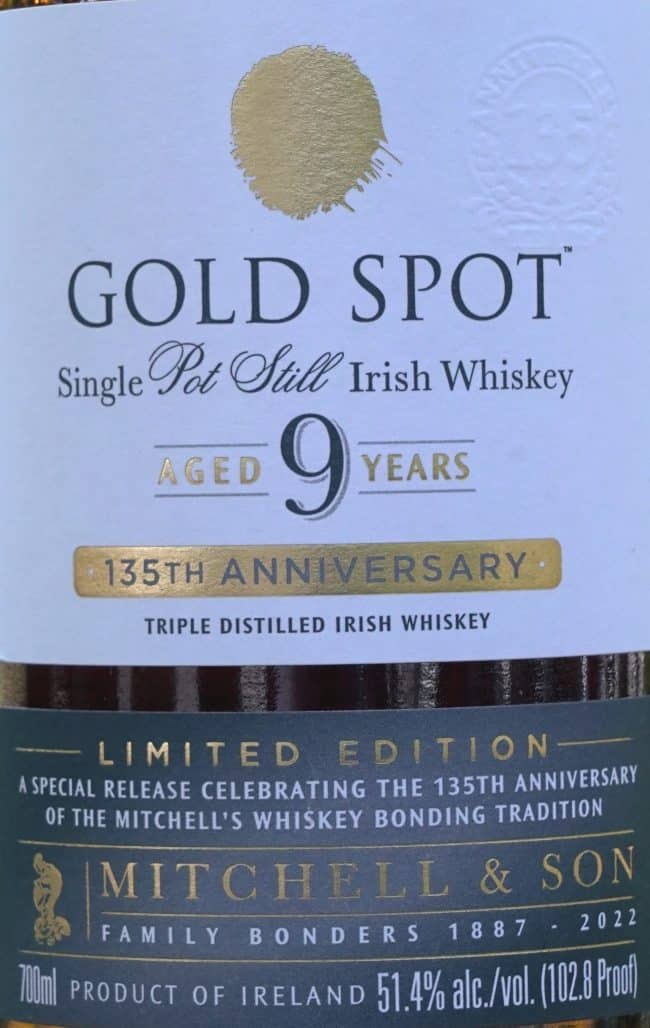 Gold Spot Irish Whisky front