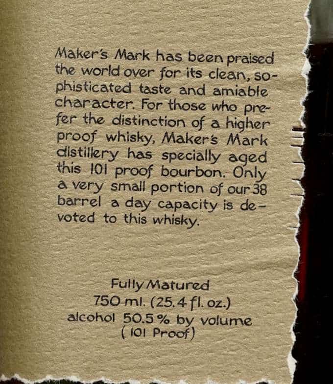 Maker's Mark Gold 101 1994 side 2