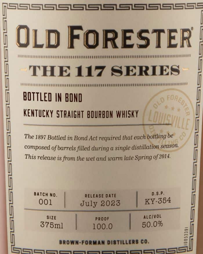 Old Forester Series 117 Bottled in Bond front