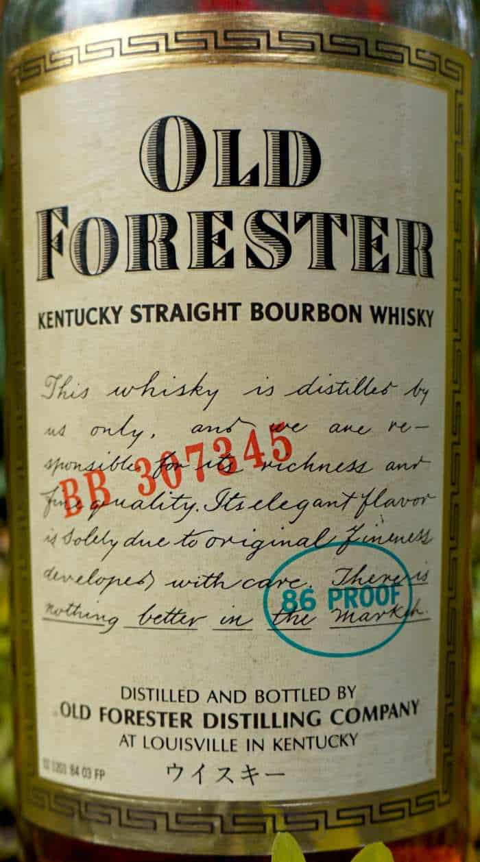 old forester 86 proof 1989 front