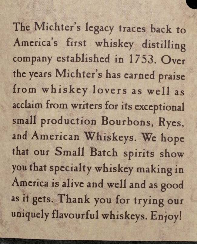 2014 Michter's Sour Mash tag 2