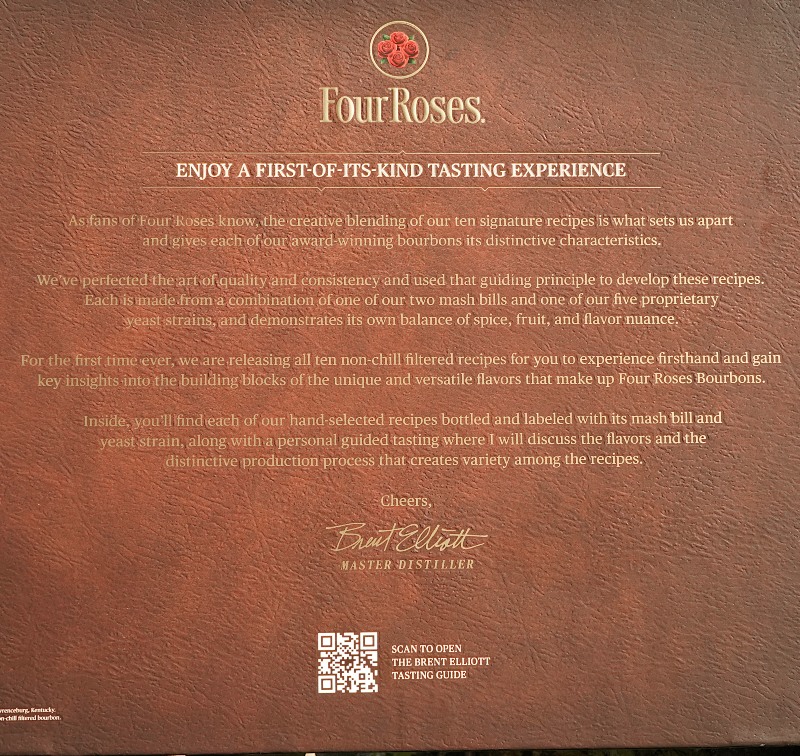 Four Roses Tasting Experience back