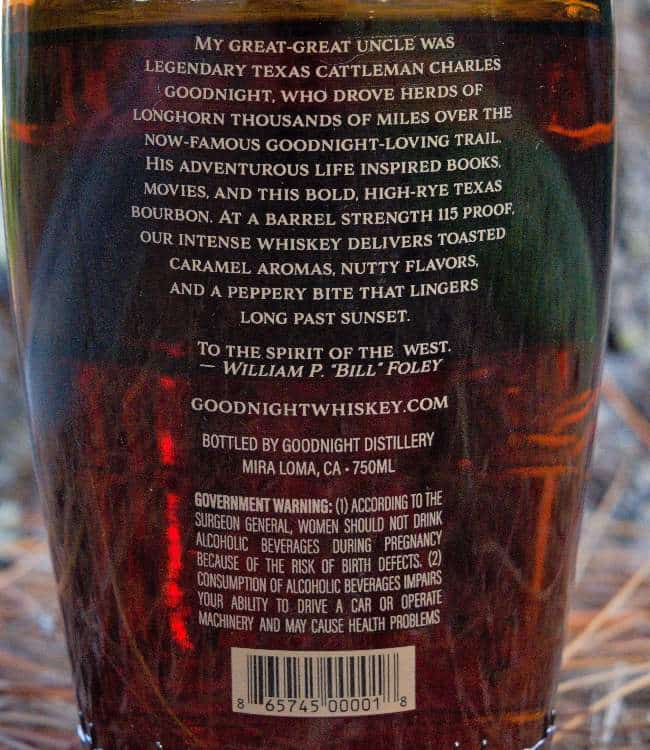 charles goodnight texas bourbon cask strength back