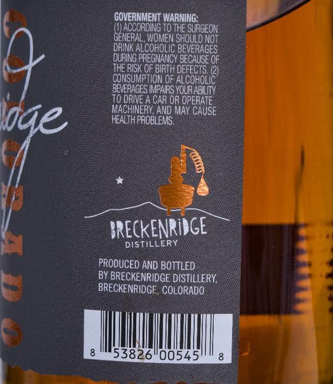 breckenridge high proof bourbon side
