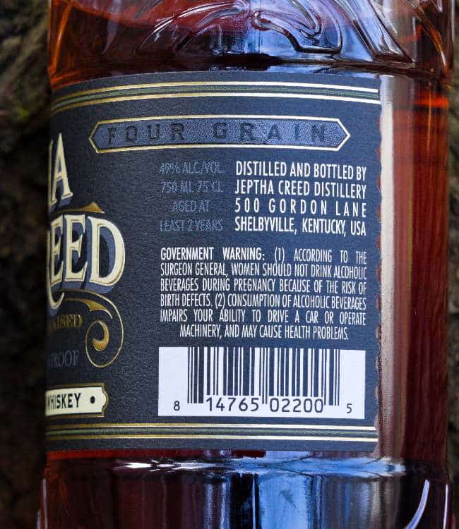 jeptha creed four grain bourbon side 1