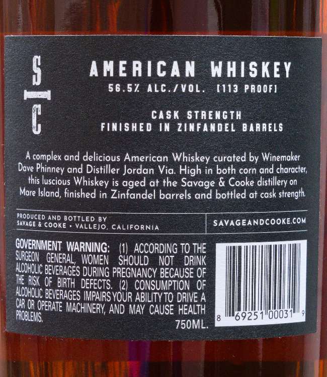 savage and cooke american whiskey back