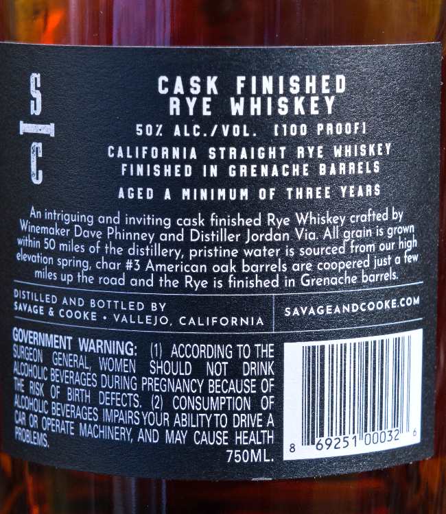 savage and cooke rye back