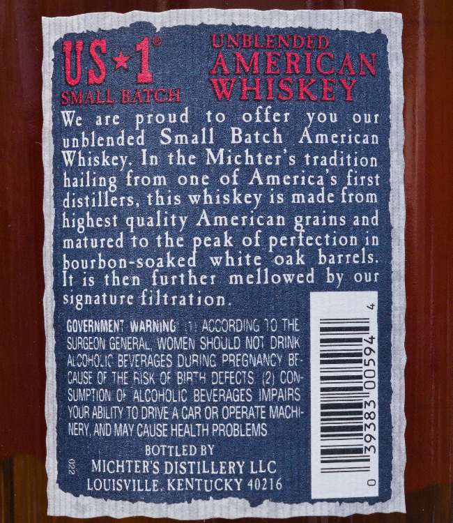 michter's american whiskey back