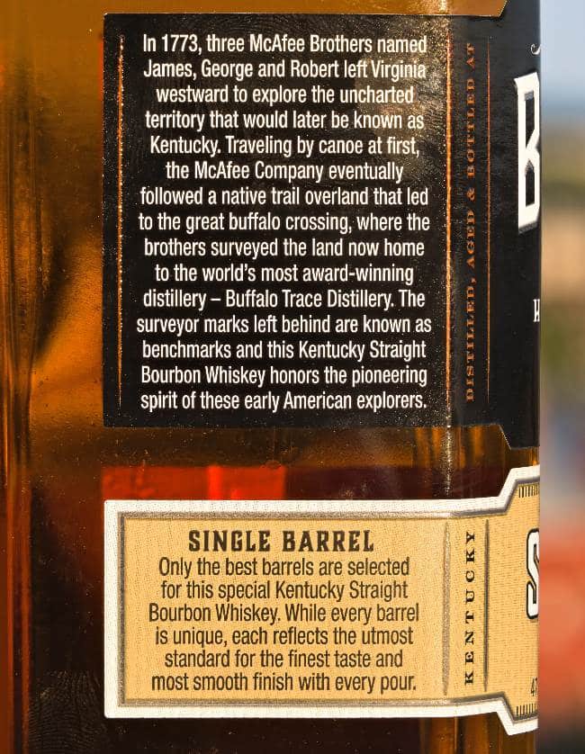 benchmark single barrel bourbon side